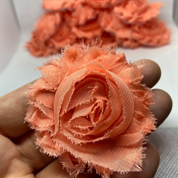 Peach shabby flowers headband DIY lot NEW - Picture 3 of 4